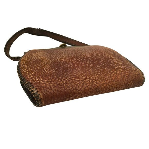 Vintage Handcrafted Leather Purse With Ornate Brass Clasp - Picture 6 of 11